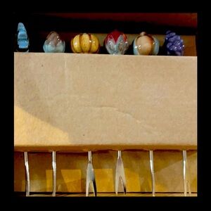 Fall hors d’oeuvre forks and container